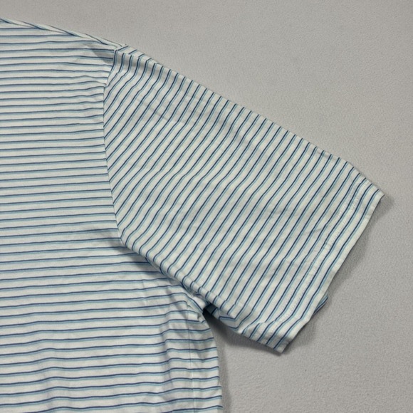 Peter Millar Men's Polo Golf Shirt Striped Pima Cotton White Blue Extra Large - Picture 5 of 10